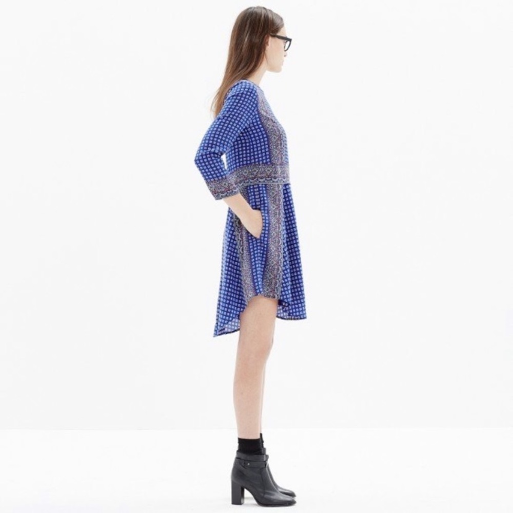 Madewell Silk Tee Dress in Ascot Grid - Picture 2 of 6